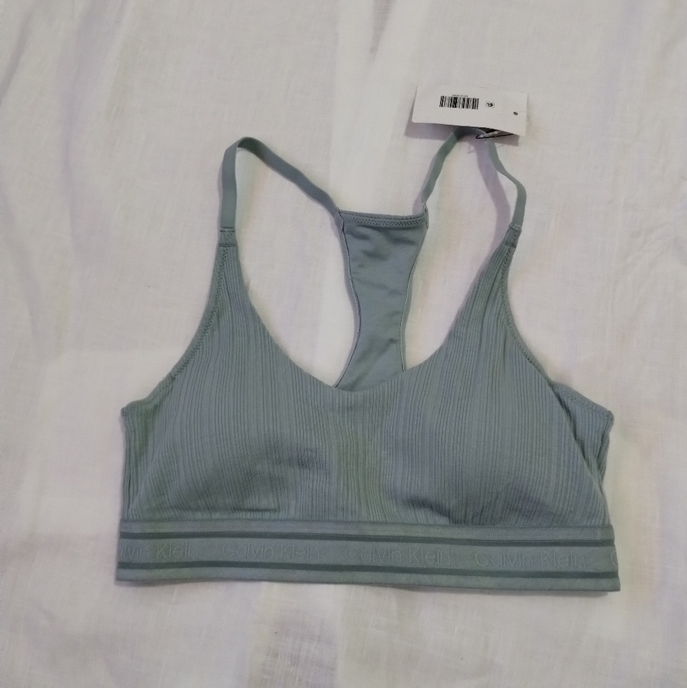 Calvin Klein Ribbed Racerback Sports Bra Seamless Women's S - Picture 1 of 5